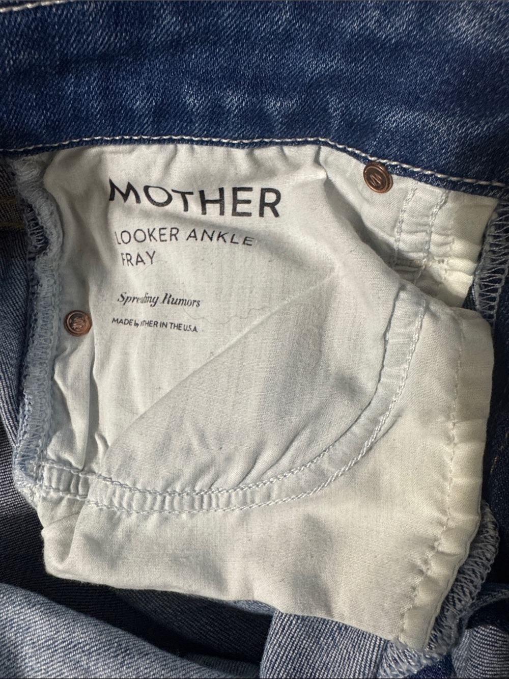 MOTHER Denim Frayed Hem Skinny Straight Jeans Medium Wash Size - Picture 7 of 9